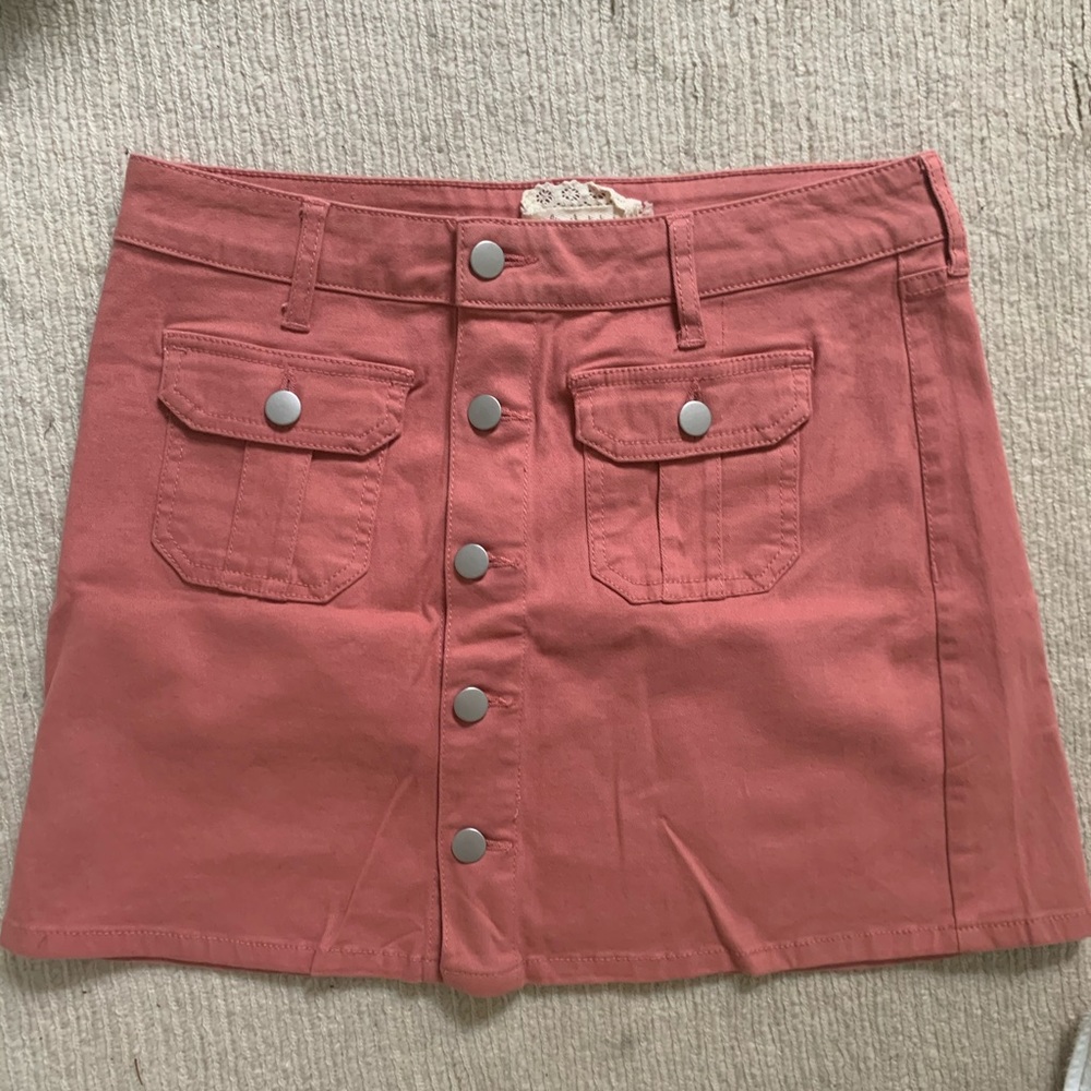 Orange button down skirt